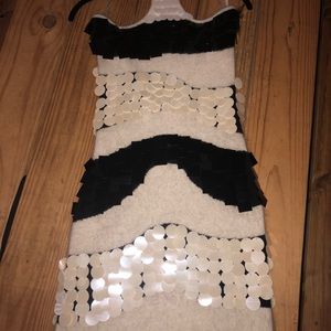 BEBE vintage angora sequin palette halter dress